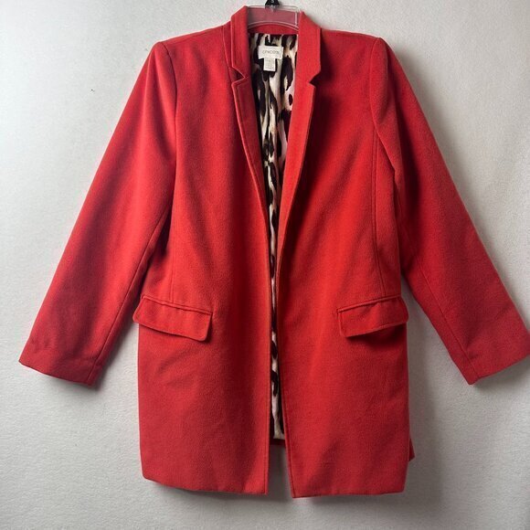 Chico’s blazer women‎ 1 (small) burnt orange plush  flannel animal print lining - Picture 1 of 5